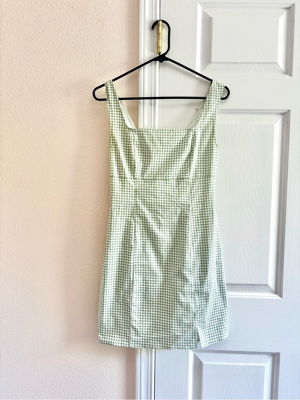 Lulus Sleeveless Green Gingham Square-Neck Dress M - Picture 1 of 3